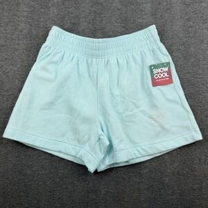 Snow Cool Fleece Lounge Shorts Womens Medium Aqua Blue Snowflake Holiday Pajamas